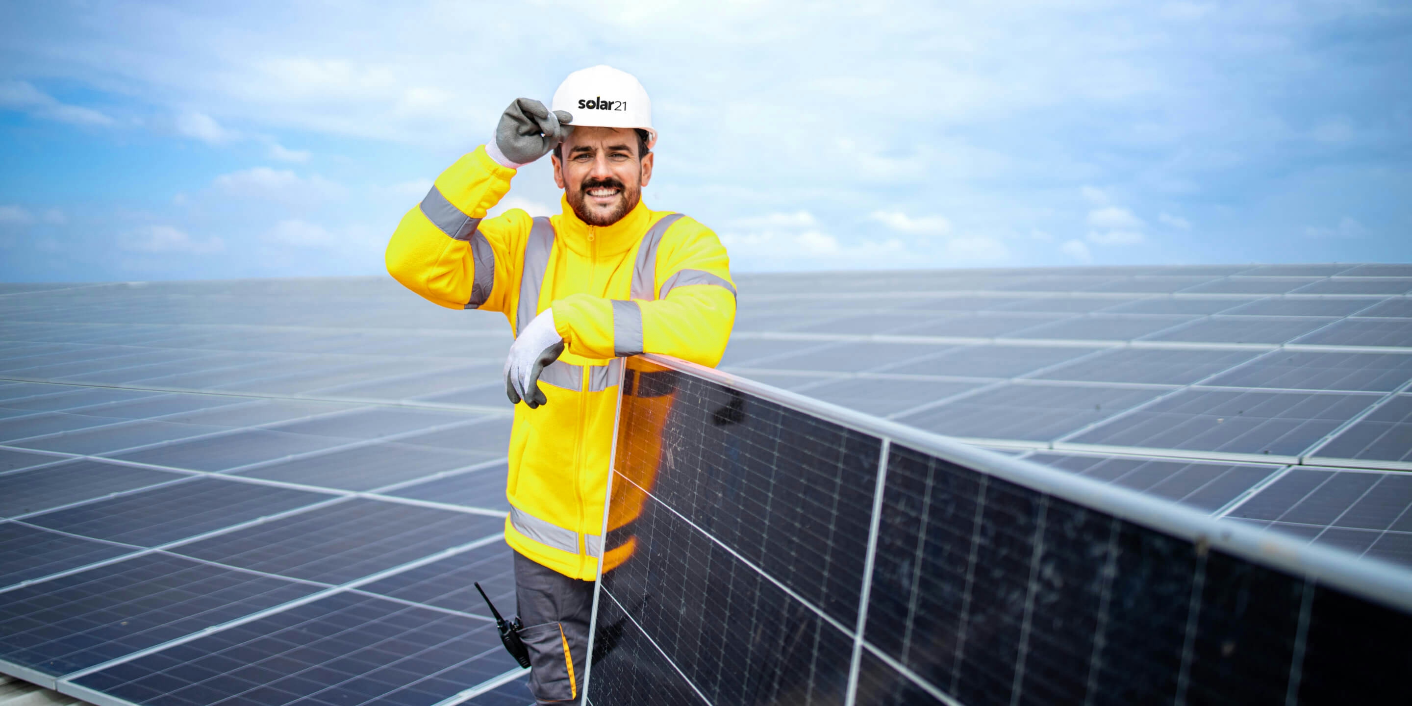 technician with solar panel